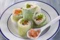 Makizushi. Delicious sushi rolls on white plate with chopsticks Royalty Free Stock Photo