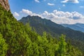 Mala Fatra National Park, view from the peak of Kis-Rozsutec, Maly Rozsutec to the peak of Velky Rozsutec. Mountain landscape