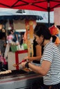 Mala grilled meat with sichuan pepper at market