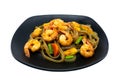 Spicy Sichuan food. Mala shrimp spicy salad with Sichuan pepper - mixed ingredients stir fried in spicy sauce.