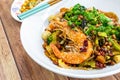 Mala Xiang Guo stir-fry pot. China, Chongqing Sichuan Spicy Fragrant Pot. Oily, spicy, and numbing Chinese sauce which consists Royalty Free Stock Photo