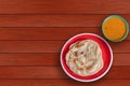 Malabar parotta with chicken curry on a plate Royalty Free Stock Photo