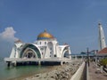 Malacca, Malaysia - June 27 2019: Malaca Strait Mosque. Beautiful view Royalty Free Stock Photo