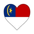 Malacca Heart Shape Flag. Love Malacca. State in Malaysia. Visit Malaysia. Vector Illustration