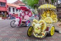 MALACCA, MALAYASIA - MARCH 19, 2018: Colorful rickshaws in the center of Malacca Melaka