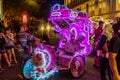 MALACCA, MALAYASIA - MARCH 18, 2018: Night view of a colorful rickshaw in the center of Malacca Melaka