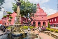 MALACCA, MALAYASIA - MARCH 19, 2018: Queen Victoria's Fountain and Christ church in Malacca Melaka , Malaysi