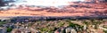 Malacca, Malaysia. Aerial sunset panoramic view of the city
