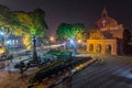 Malacca, Malaysia - circa September 2015: Queen Victoria's Fountain and Christ Church at Dutch Square in Malacca, Malaysia Royalty Free Stock Photo