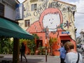 Malacca, Malaysia--February 2018: Giant mural on the walls of the Orangutan House, a studio gallery opened in 1992 by Charles Cham Royalty Free Stock Photo