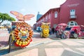 Malacca, Malaysia - February 21, 2016 :Trishaw is popular public Royalty Free Stock Photo