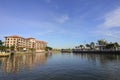 MALACCA, MALAYSIA - NOV 7, 2015 Cruise tour boat sails on the Malacca River in Malacca.