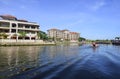 MALACCA, MALAYSIA - NOV 7, 2015 Cruise tour boat sails on the Malacca River in Malacca.