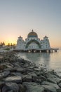 Malacca Straits Floating Mosque During Sunrise Royalty Free Stock Photo