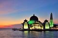 Malacca Straits Mosque (Masjid Selat Melaka) Royalty Free Stock Photo