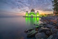 Malacca Straits Mosque (Masjid Selat) during sunrise Royalty Free Stock Photo