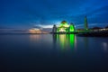 Malacca Straits Mosque. Sunset. Royalty Free Stock Photo