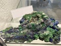 Malachite, Azurite, Aragonite or Malachit, Azurit, Aragonit minerals and crystals in the exhibition Mount SÃÂ¤ntis - Switzerland