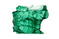 Malachite isolated on white background. Polished natural slab of green malachite mineral gemstone Royalty Free Stock Photo