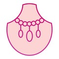 Malachite necklace flat icon. Gemstone jewel vector illustration isolated on white. Jewelry gradient style design