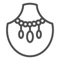 Malachite necklace line icon. Gemstone jewel vector illustration isolated on white. Jewelry outline style design