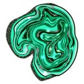 Malachite texture. Green Stone. Cross section of malachite with silver glitter