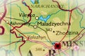 Maladzyechna, Belarus highlighted on a world map Royalty Free Stock Photo
