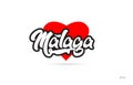 malaga city design typography with red heart icon logo