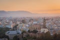 Malaga City at sunset, Andalusia, Spain Royalty Free Stock Photo