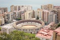 Malaga city view with sea and coloseo Royalty Free Stock Photo