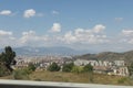 Malaga cityscape scene under the blue sky, Spain