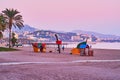 Malaga coastal landscape from the beach, Spain Royalty Free Stock Photo