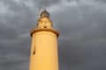 Malaga lighthouse La Farola in the evening light with a stormy sky Royalty Free Stock Photo