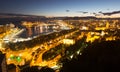 Malaga and Mediterranean port in night Royalty Free Stock Photo