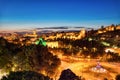 Malaga Old Town Aerial View with Malaga Cathedrat at Dusk Royalty Free Stock Photo