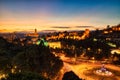 Malaga Old Town Aerial View with Malaga Cathedrat at Dusk Royalty Free Stock Photo