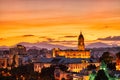 Malaga Old Town Aerial View with Malaga Cathedrat at Sunset Royalty Free Stock Photo