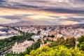 Malaga Old Town Aerial View with Malaga Cathedrat at Sunset Royalty Free Stock Photo