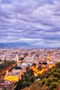 Malaga Old Town Aerial View with Malaga Cathedrat at Sunset Royalty Free Stock Photo