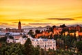 Malaga Old Town Aerial View with Malaga Cathedrat at Sunset Royalty Free Stock Photo