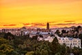 Malaga Old Town Aerial View with Malaga Cathedrat at Sunset Royalty Free Stock Photo