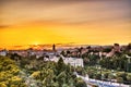 Malaga Old Town Aerial View with Malaga Cathedrat at Sunset Royalty Free Stock Photo