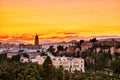 Malaga Old Town Aerial View with Malaga Cathedrat at Sunset Royalty Free Stock Photo