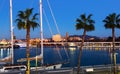 Malaga from Port in twilight time Royalty Free Stock Photo