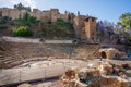 Malaga Roman Theatre Ruins and Alcazaba Fortress - Malaga, Andalusia, Spain Royalty Free Stock Photo