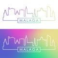 Malaga skyline. Colorful linear style.