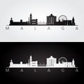 Malaga skyline and landmarks silhouette