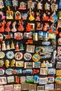 Ceramic souvenirs for sale in Malaga, Spain. Colorful Fridge souvenir magnets