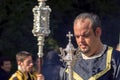 MALAGA, SPAIN - APRIL 09: Nazarenes and musicians from Semana Sa