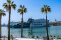 Panoramic view of Malaga port in a sunny day in the morning in Malaga, Spain Royalty Free Stock Photo